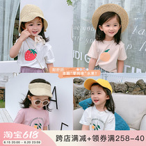 Yang Mejia Childrens Clothing 2022 Summer Dress New Girl Fashion Cartoon Half Sleeve T-shirt Baby Foreign Air Hitting Bottom Blouse