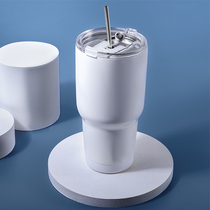 Double layer 304 stainless steel straw cup Large population cup with lid cup Large capacity insulation cup double drinking cup water bottle