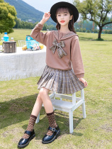 Big Girl Spring Clothing JK Skirt Suit Academy Wind Elementary School Girl Foreign Air Trendy 100 Plexnet Red Explosive Clothes