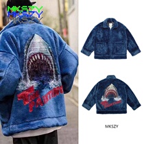 MKSZY autonomous doublet hand-painted Great Shark Great White shark Japanese plush fur coat