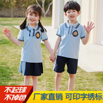 Kindergarten garden clothes summer clothes British style sportswear short sleeves custom cotton summer school uniforms set