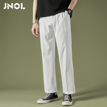 Hanging suit pants mens summer thin Korean version of white loose straight nine-point small west pants Wide-legged casual pants