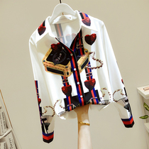 Korean floral chiffon shirt womens 2021 spring and autumn new foreign style fashion design sense niche long-sleeved all-in-one small shirt
