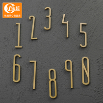 ins Nordic pure copper digital house number Villa hotel Brass house number Self-adhesive three-dimensional custom house number