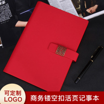 A5 retro loose-leaf notebook sub-leather business company event office meeting stationery gift box set can be printed thick notepad personality creative work diary loose-leaf book custom LOGO