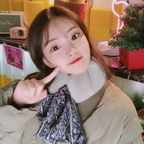 Ramen meatballs BAO WEN small square scarf scarf autumn and winter cute plush girl scarf Korean version of Joker neck