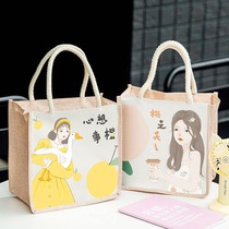 Canvas handbag shopping portable cloth bag environmental protection lunch box lunch female summer with rice shopping bag Japanese students
