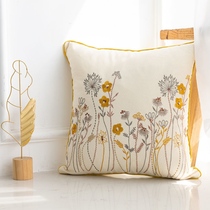 Japanese simple cotton linen embroidery sofa cushion waist cushion pillow case living room interior cushion Nordic style without core