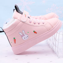 Winter shoes plus velvet warm junior high school students Joker board shoes Girls non-slip sports flat bottom padded cotton boots