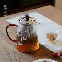Haneda glass teapot set filter kung fu bubble teapot home heat-resistant cooking teapot high temperature hammer flower teapot