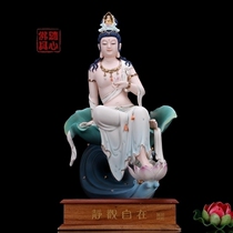 Yuantong Buddha Guanlian Ceramics Guanyin Buddha Statue for home furnishings with wooden seats