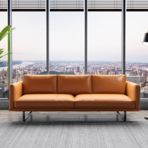  Nordic office sofa leather simple modern business reception guest leisure three-person office sofa