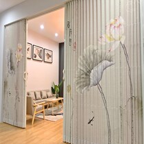 Folding door Japanese sliding door without lower rail invisible door kitchen living room bedroom bathroom partition mobile door insulation