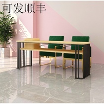 High-end Japanese simple solid wood single double triple nail tables in red simple nail tables