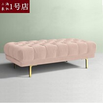 Nordic Light Lavish Clothing Shop Sofa Pink Footstool Cloth Art Changing Shoes Stool Leather Mound Cloister Stool bedroom Bed Tailstool