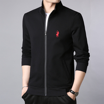 Spring and Autumn Thin Zip Paul Jacket Mens Loose Stand Collar Cotton Leisure Sport Long Sleeve Polo Cardigan Sweater