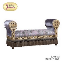 Julian European French art luxury all solid wood carving gold foil retro purple bed tail sofa stool