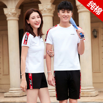 Sportswear Couple 2021 Summer Fashion Men and Women Short Sleeve Shorts Two Piece Cotton Breathable Slim Casual Set