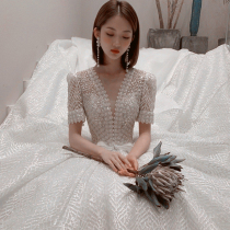 Main wedding dress 2020 New temperament tailing thick arm light Moren Super fairy dream Starry Sky small bride winter