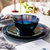 Phantom of the Opera Colorful Glass Plate Bowl Dark Phantom Nordic Style Tableware Fruit Plate Salad Bowl Cake Plate Dishes