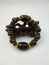 1 Yuan auction is coming to an end @ natural Tibet Manau jade medullary nine eyes three eyes celestial bead bracelet hand bead hand string Buddha pearl