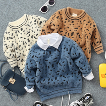 Autumn and winter new children mink velvet warm sweater boys and girls Baby 3-color casual padded jumper