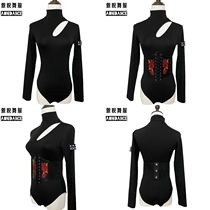 Pride dance suit A21 Latin dance suit top half-side leakage clavicle long-sleeved exercise suit with crotch Modern Latin