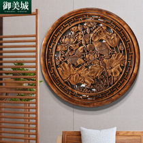 Dongyang wood carving round camphor wood hanging ornaments restaurant porch bedroom solid wood Chinese Wall carving crafts