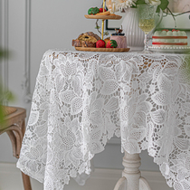 White Lace Hollowed-out Table Cloth Hook Flower Cover Towels Style Woven Table Cloth Advanced Sensational Round Table Cloth Multipurpose Towels