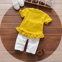 New cute baby short-sleeved summer female treasure baby clothes 0-1-2-3 years old 4 Princess 5 Summer Short sleeve suit