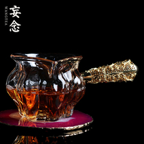 Delusion Handmade side handle tracing gold glass fair cup Heat-resistant transparent tea separator thickened tea Sea Gongfu Tea set