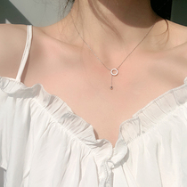 S925 Sterling Silver Circle Necklace Design Small One Two Wear Geometric Ball Running Tassel choker Fashion Women