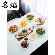 Dish set household 4-person ceramic bowls chopsticks plate combination tableware creative and simple big soup bowl small bowl eating bowl