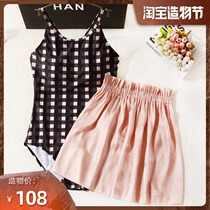 New swimsuit female one-piece skirt cute Japanese student girl small fresh thin belly cover conservative hot spring swimsuit