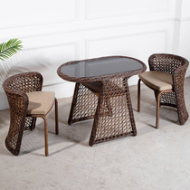 Balcony small table and chair leisure rattan three-piece set balcony courtyard terrace small coffee table outdoor table and chair rattan chair combination