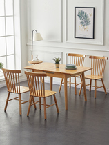 Nordic solid wood telescopic dining table Small apartment dining table Simple rectangular dining table and chair combination folding deformation table