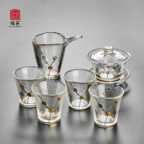 Glass Cover bowl heat-resistant and not hot hand large Japanese hammer pattern cup tea cup three talent tea bowl kung fu tea set