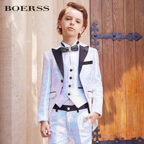 BOERSS boys suit tuxedo childrens small suit mens light luxury dress show show flower girl dress autumn