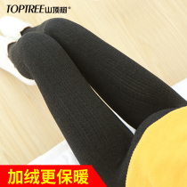 Pregnant leggings Velvet thick winter belly pants One-piece warm pants Step on the foot socks Pregnant pants Autumn and winter