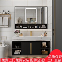  Nordic light luxury double basin bathroom cabinet combination Floor-to-ceiling face wash basin Wash basin Bathroom bathroom rock board
