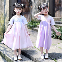Next win girls short sleeve Hanfu 2021 New Chinese style children Super fairy dress retro Tang dress