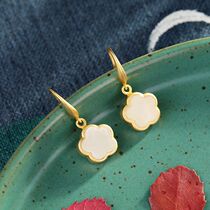 925 Silver inlaid and Tian Yuqing Seafood gold - plated plum - plated personality fresh female earrings