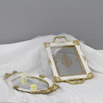 Embossed mirror tray European wedding dessert table ornaments cup cake afternoon tea snack fruit plate buffet