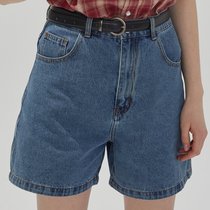 square houlest2019 New loose retro high waist slim women casual dark denim shorts