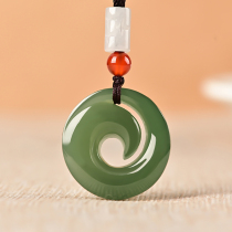 Natural Hetian Jade time to run jade pendant mens reincarnation Jade transfer safe buckle Jade jade necklace female