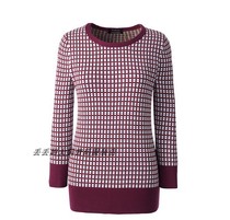 Exit Single Pure Cotton Round Collar Cover Head 70% Sleeve Needle Weaselwear Big Code Small Plaid 100 Hitch Base Sweater Fall New Product