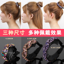 Meatball head plate hair artifact Korean fashion ponytail buckle rhinestone hair ring hairpin bud head twist clip adult hair accessories female