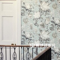 Original imported wallpaper French big flower full large area wallpaper plant flowers and grass living room background Wall villa bedroom
