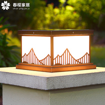 Column Headlights New Chinese Retro Outdoor Courtyard Villa Big Doorway Pillar Lights Home Solar Super Bright Wall Lights