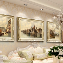Cilu Jian European landscape oil painting Venice decorative painting living room sofa background wall triple hanging painting mural